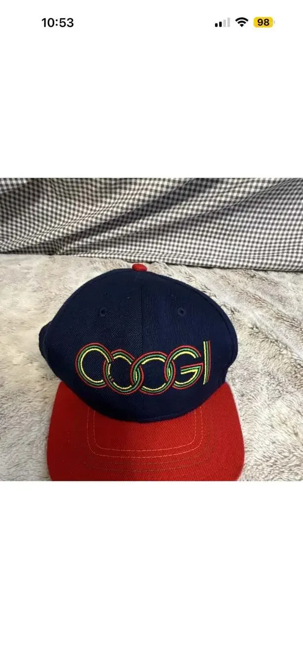 COOGI Fitted Baseball Cap with Embroidered Logo, Navy and Red